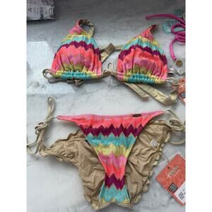 Luli Fama Women's Standard Sweet Seduction Lace Triangle Halter Top and Bottom